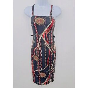 Ipona Collection Dress Gold Abstract Multicolored Y2K Black‎   Mini Stretchy S